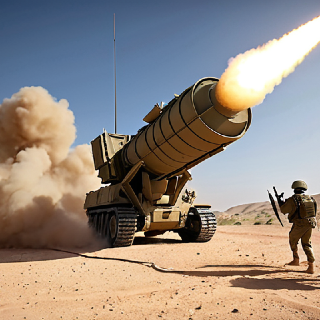 **Prompt:** Israeli soldiers training in a desert environment, showcasing teamwork and advanced technology, Iron Dome interceptor missile streaking across the sky in the background. Cinematic lighting, realistic military setting.
