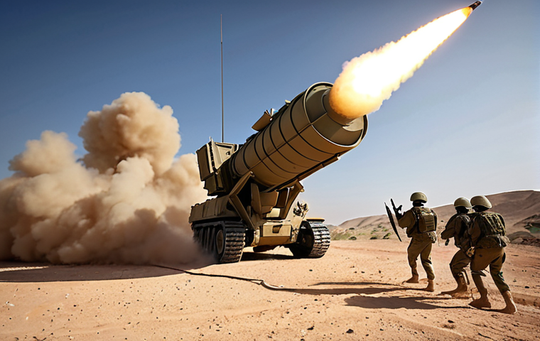 **Prompt:** Israeli soldiers training in a desert environment, showcasing teamwork and advanced technology, Iron Dome interceptor missile streaking across the sky in the background. Cinematic lighting, realistic military setting.