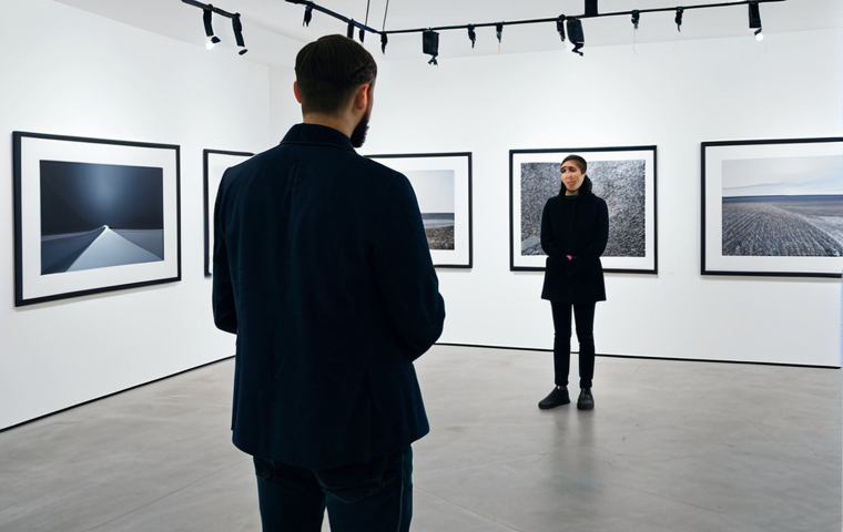 이스라엘 현대 예술의 흐름 - **Prompt:** "A contemporary art gallery exhibition featuring a video installation exploring memory a...