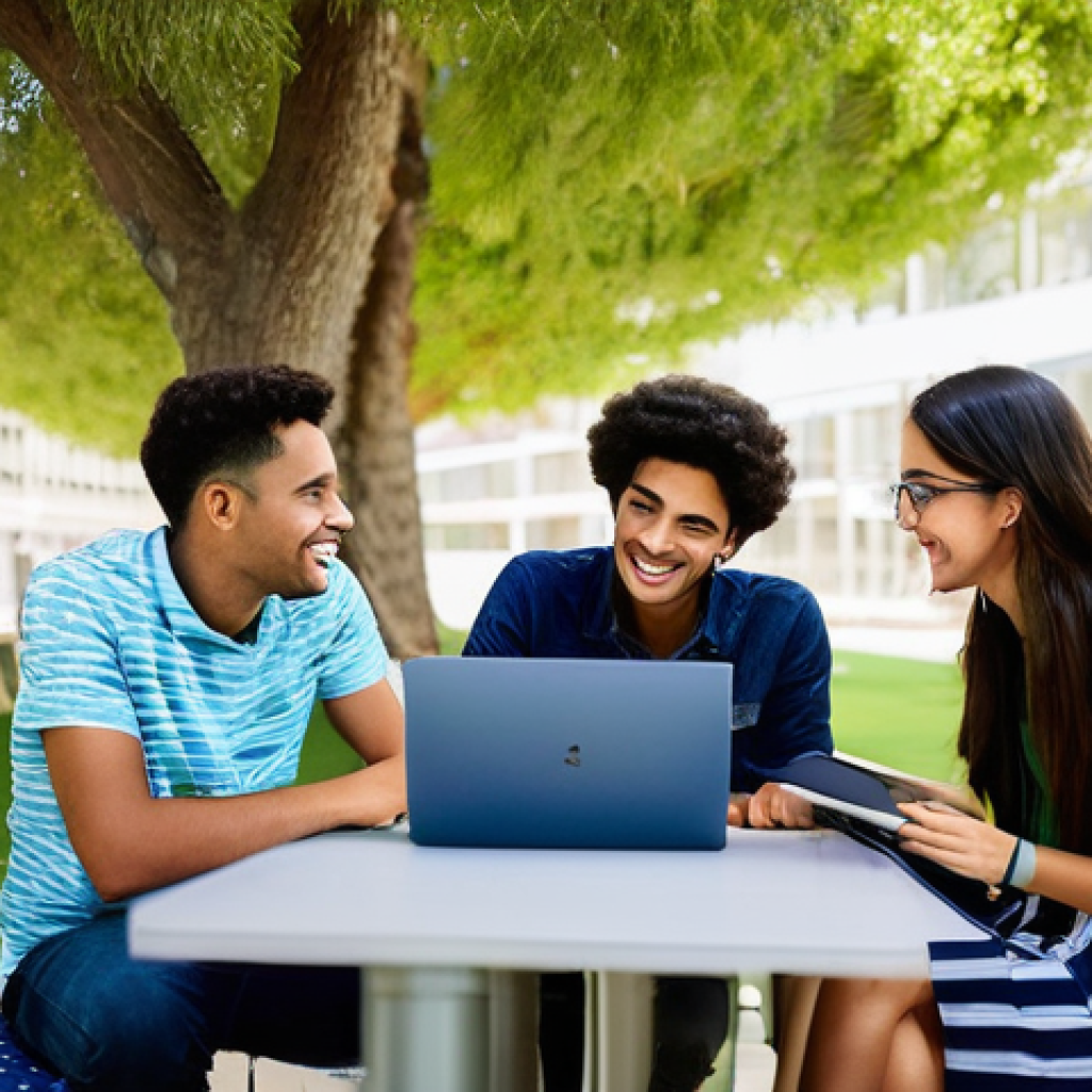 이스라엘에서의 국제 학생 프로그램 - **University Campus Life and Diversity:**
    "A vibrant and sunny scene on a modern university camp...