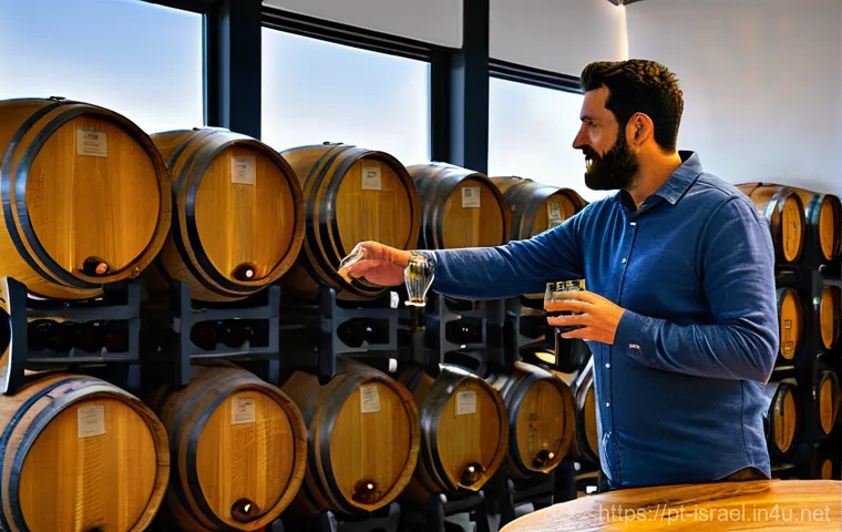 이스라엘에서 즐길 수 있는 와인 시음회 - **A Modern Israeli Winery Blending Tradition and Innovation:**
    A vibrant, sun-drenched image of ...