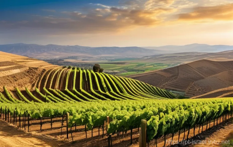 이스라엘에서 즐길 수 있는 와인 시음회 - **A Modern Israeli Winery Blending Tradition and Innovation:**
    A vibrant, sun-drenched image of ...